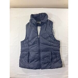 Kenneth Cole Reaction Mens Puffer Vest Hooded Quilted Full Zip Dark‎ Blue M